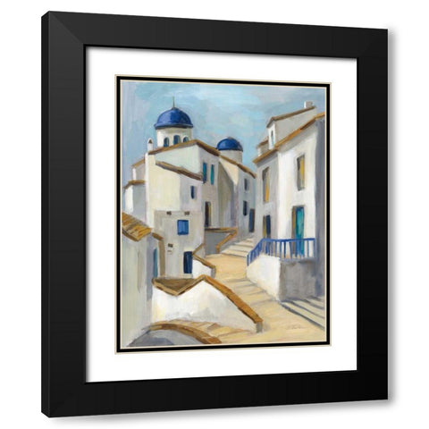 Santorini View II Black Modern Wood Framed Art Print with Double Matting by Vassileva, Silvia
