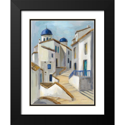 Santorini View II Black Modern Wood Framed Art Print with Double Matting by Vassileva, Silvia