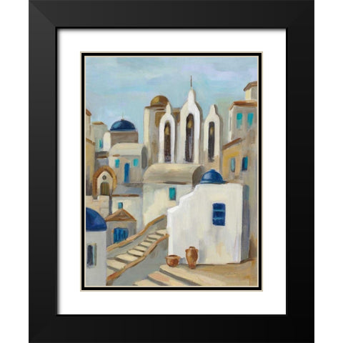Santorini View III Black Modern Wood Framed Art Print with Double Matting by Vassileva, Silvia