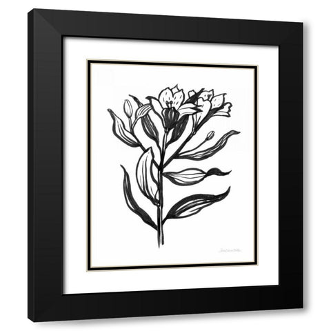 Ink Flower I Black Modern Wood Framed Art Print with Double Matting by Miller, Sara Zieve