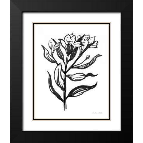 Ink Flower I Black Modern Wood Framed Art Print with Double Matting by Miller, Sara Zieve