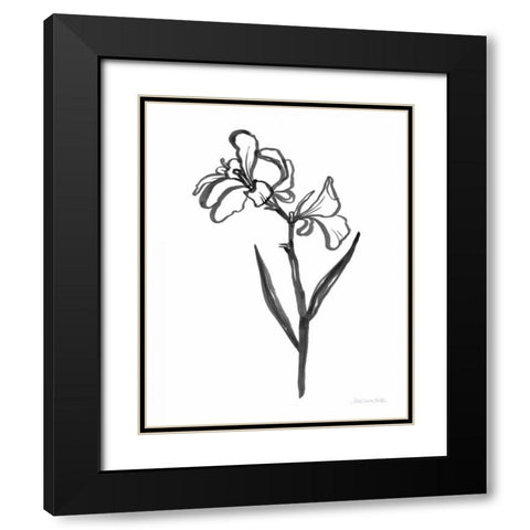 Ink Flower II Black Modern Wood Framed Art Print with Double Matting by Miller, Sara Zieve