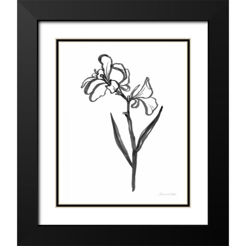 Ink Flower II Black Modern Wood Framed Art Print with Double Matting by Miller, Sara Zieve