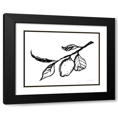 Ink Lemon Black Modern Wood Framed Art Print with Double Matting by Miller, Sara Zieve