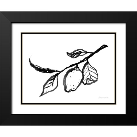 Ink Lemon Black Modern Wood Framed Art Print with Double Matting by Miller, Sara Zieve