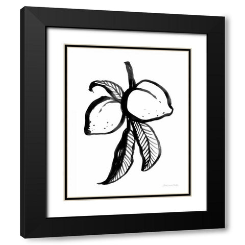 Ink Peaches Black Modern Wood Framed Art Print with Double Matting by Miller, Sara Zieve