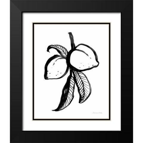 Ink Peaches Black Modern Wood Framed Art Print with Double Matting by Miller, Sara Zieve
