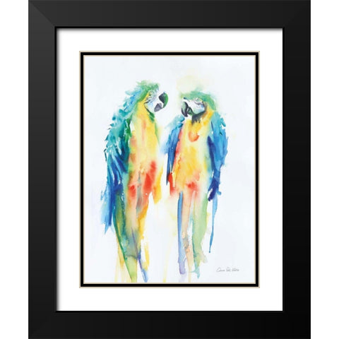 Colorful Parrots I Black Modern Wood Framed Art Print with Double Matting by Valle, Aimee Del