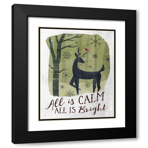 Woodland Wishes I Green Black Modern Wood Framed Art Print with Double Matting by Marshall, Laura