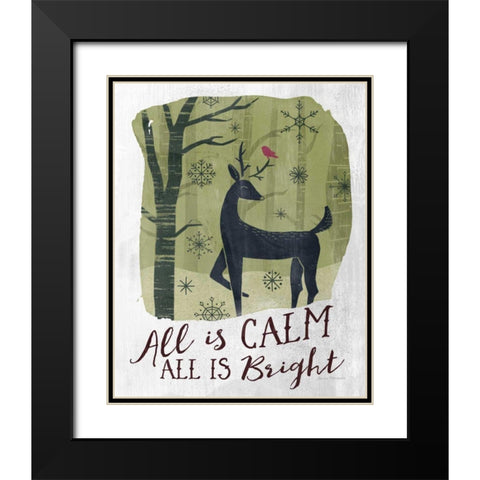 Woodland Wishes I Green Black Modern Wood Framed Art Print with Double Matting by Marshall, Laura