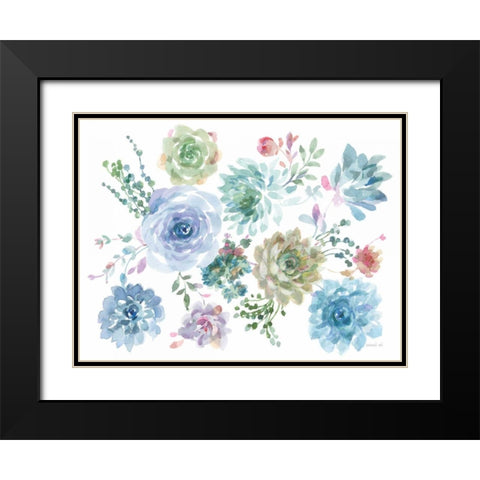 Pretty Succulents Black Modern Wood Framed Art Print with Double Matting by Nai, Danhui