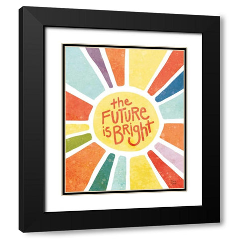The Future Is Bright Black Modern Wood Framed Art Print with Double Matting by June, Dina