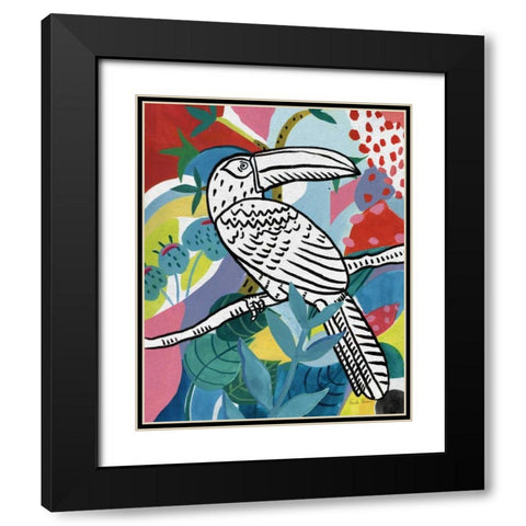 Jungle Toucan Black Modern Wood Framed Art Print with Double Matting by Zaman, Farida