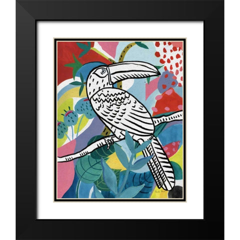 Jungle Toucan Black Modern Wood Framed Art Print with Double Matting by Zaman, Farida