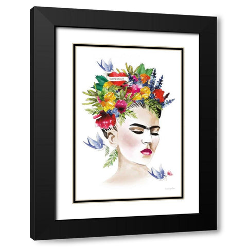 She is Frida Black Modern Wood Framed Art Print with Double Matting by Charro, Mercedes Lopez