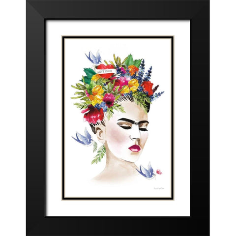She is Frida Black Modern Wood Framed Art Print with Double Matting by Charro, Mercedes Lopez