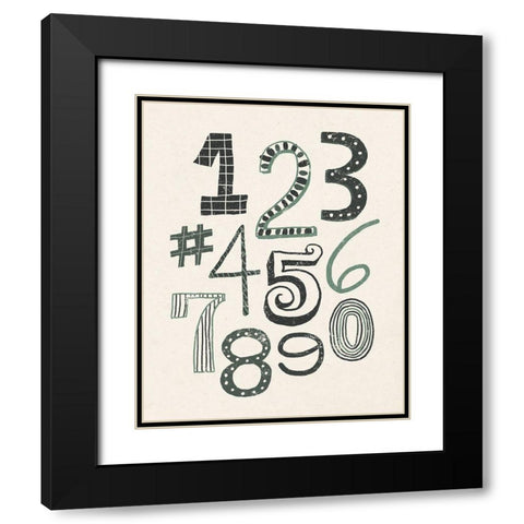 Funky Numbers Dark Black Modern Wood Framed Art Print with Double Matting by Mullan, Michael