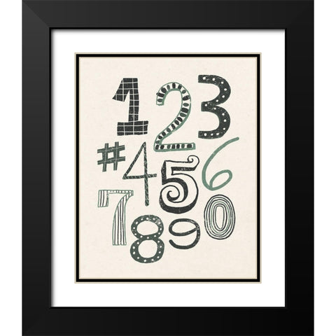 Funky Numbers Dark Black Modern Wood Framed Art Print with Double Matting by Mullan, Michael