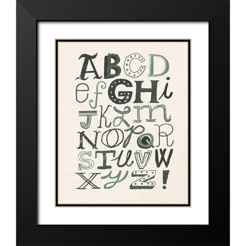 Funky Letters Dark Black Modern Wood Framed Art Print with Double Matting by Mullan, Michael