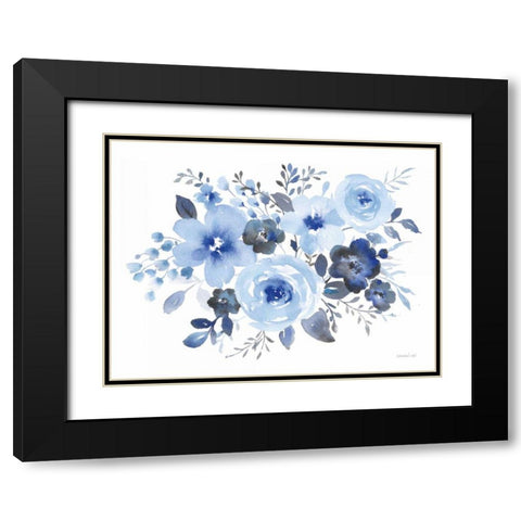 Fresh Blue Bower II Black Modern Wood Framed Art Print with Double Matting by Nai, Danhui