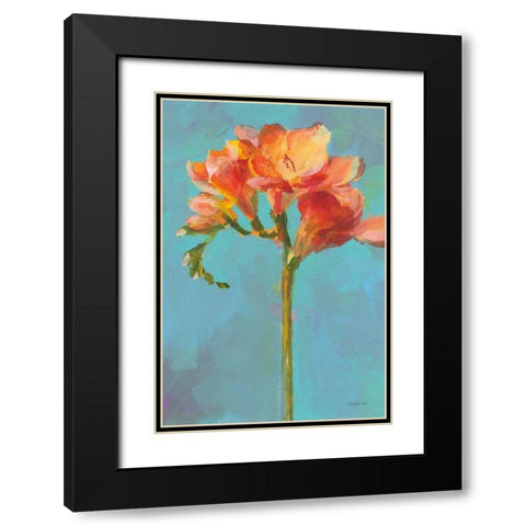 Modern Floral II Black Modern Wood Framed Art Print with Double Matting by Nai, Danhui