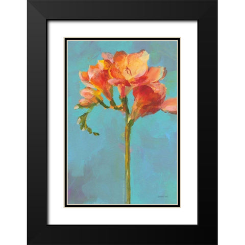 Modern Floral II Black Modern Wood Framed Art Print with Double Matting by Nai, Danhui