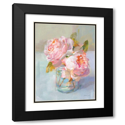 Sweet Roses II Black Modern Wood Framed Art Print with Double Matting by Nai, Danhui
