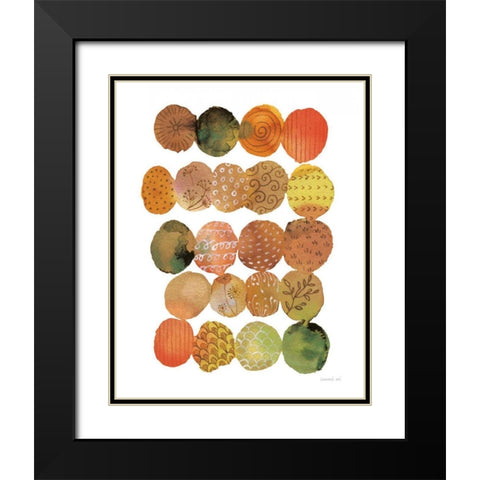 Fall Circle Stories II Black Modern Wood Framed Art Print with Double Matting by Nai, Danhui