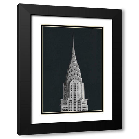 Chrysler Building on Black Black Modern Wood Framed Art Print with Double Matting by Wild Apple Portfolio