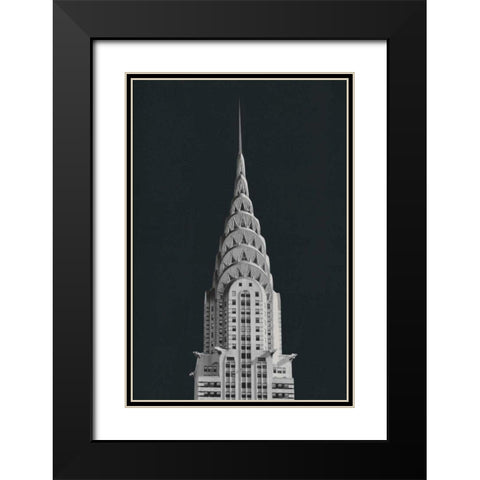 Chrysler Building on Black Black Modern Wood Framed Art Print with Double Matting by Wild Apple Portfolio