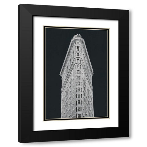 Flatiron Building on Black Black Modern Wood Framed Art Print with Double Matting by Wild Apple Portfolio