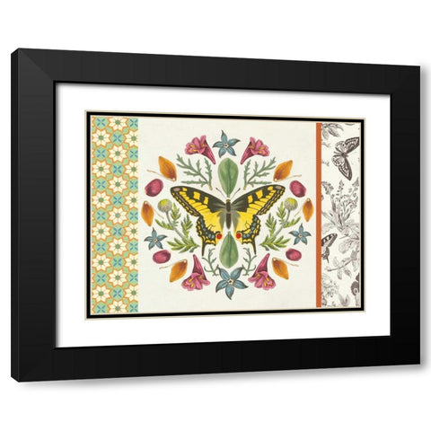 Butterfly Mandala III with Borders Black Modern Wood Framed Art Print with Double Matting by Wild Apple Portfolio