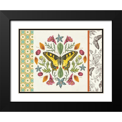 Butterfly Mandala III with Borders Black Modern Wood Framed Art Print with Double Matting by Wild Apple Portfolio