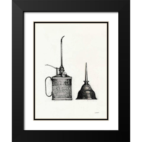 Oil Cans with Color Crop Black Modern Wood Framed Art Print with Double Matting by Schick, Mike