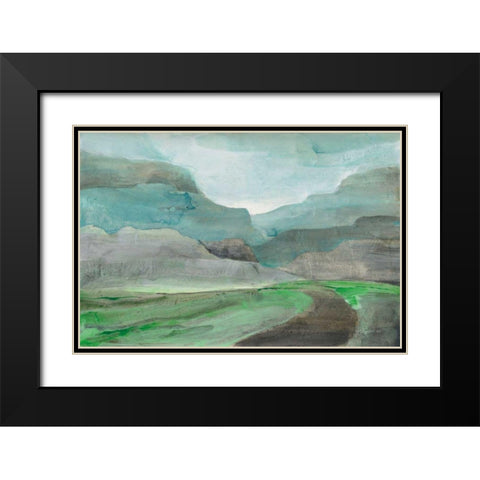 Misted Valley Black Modern Wood Framed Art Print with Double Matting by Hristova, Albena