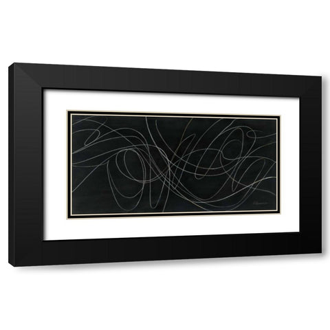 Sound Waves Black Modern Wood Framed Art Print with Double Matting by Hristova, Albena