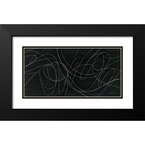 Sound Waves Black Modern Wood Framed Art Print with Double Matting by Hristova, Albena