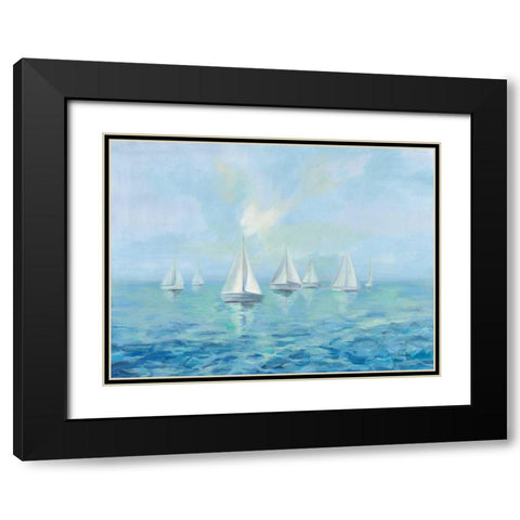Boats in the Haze Black Modern Wood Framed Art Print with Double Matting by Vassileva, Silvia