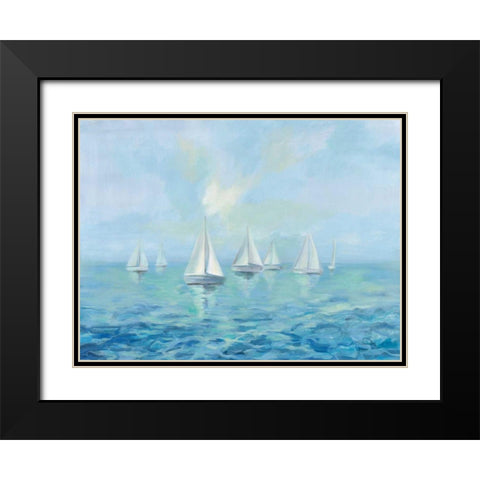 Boats in the Haze Black Modern Wood Framed Art Print with Double Matting by Vassileva, Silvia