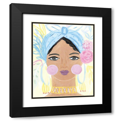 Boho Lady IV Black Modern Wood Framed Art Print with Double Matting by Zaman, Farida
