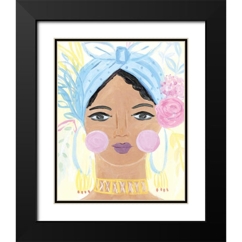 Boho Lady IV Black Modern Wood Framed Art Print with Double Matting by Zaman, Farida