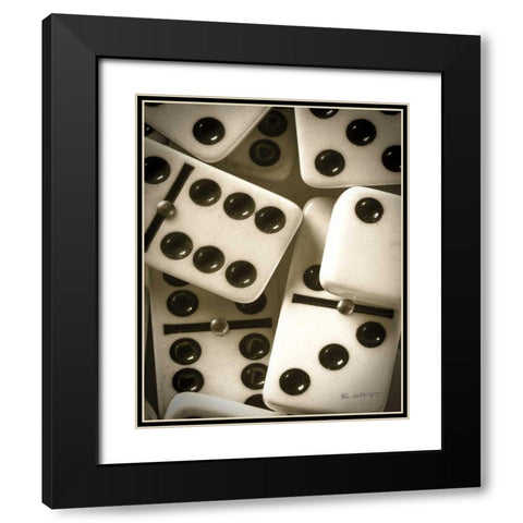 Dominos II Black Modern Wood Framed Art Print with Double Matting by Goldstein, Ed
