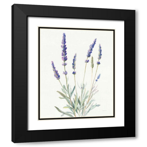 Floursack Lavender I on Linen Black Modern Wood Framed Art Print with Double Matting by Nai, Danhui