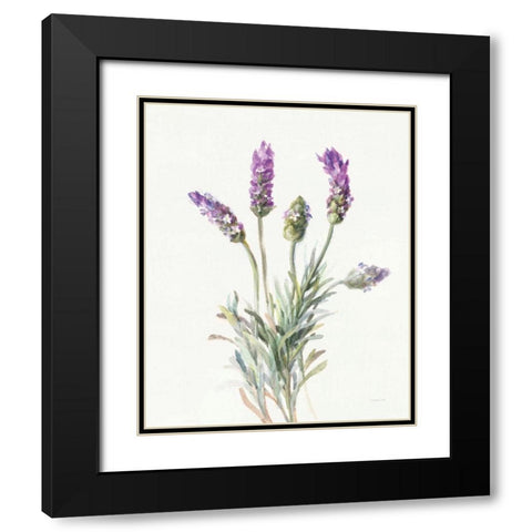 Floursack Lavender II on Linen Black Modern Wood Framed Art Print with Double Matting by Nai, Danhui