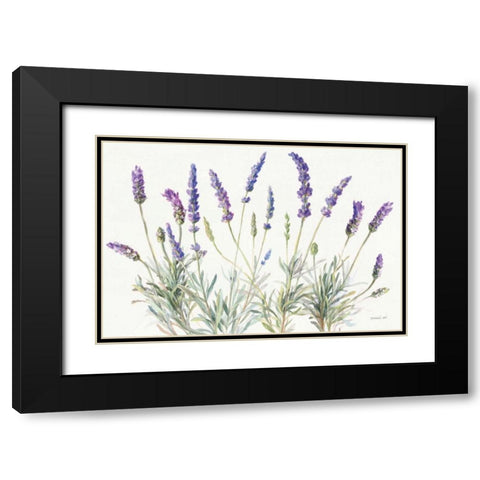 Floursack Lavender V on Linen Black Modern Wood Framed Art Print with Double Matting by Nai, Danhui