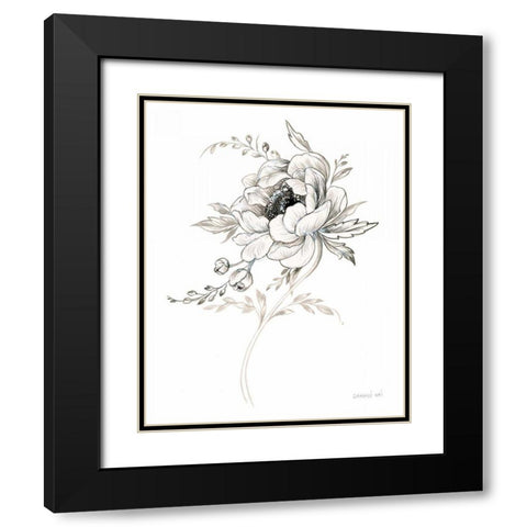 Sketchbook Garden VIII BW Black Modern Wood Framed Art Print with Double Matting by Nai, Danhui