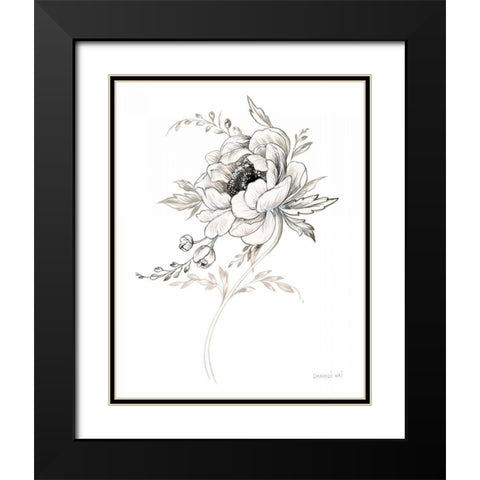 Sketchbook Garden VIII BW Black Modern Wood Framed Art Print with Double Matting by Nai, Danhui