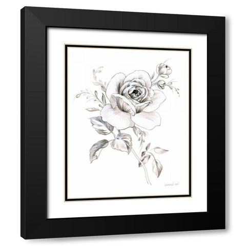 Sketchbook Garden IX BW Black Modern Wood Framed Art Print with Double Matting by Nai, Danhui
