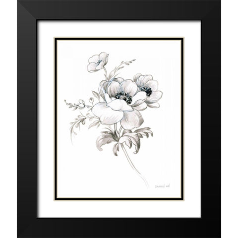 Sketchbook Garden X BW Black Modern Wood Framed Art Print with Double Matting by Nai, Danhui