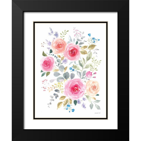 Lush Roses I Black Modern Wood Framed Art Print with Double Matting by Nai, Danhui